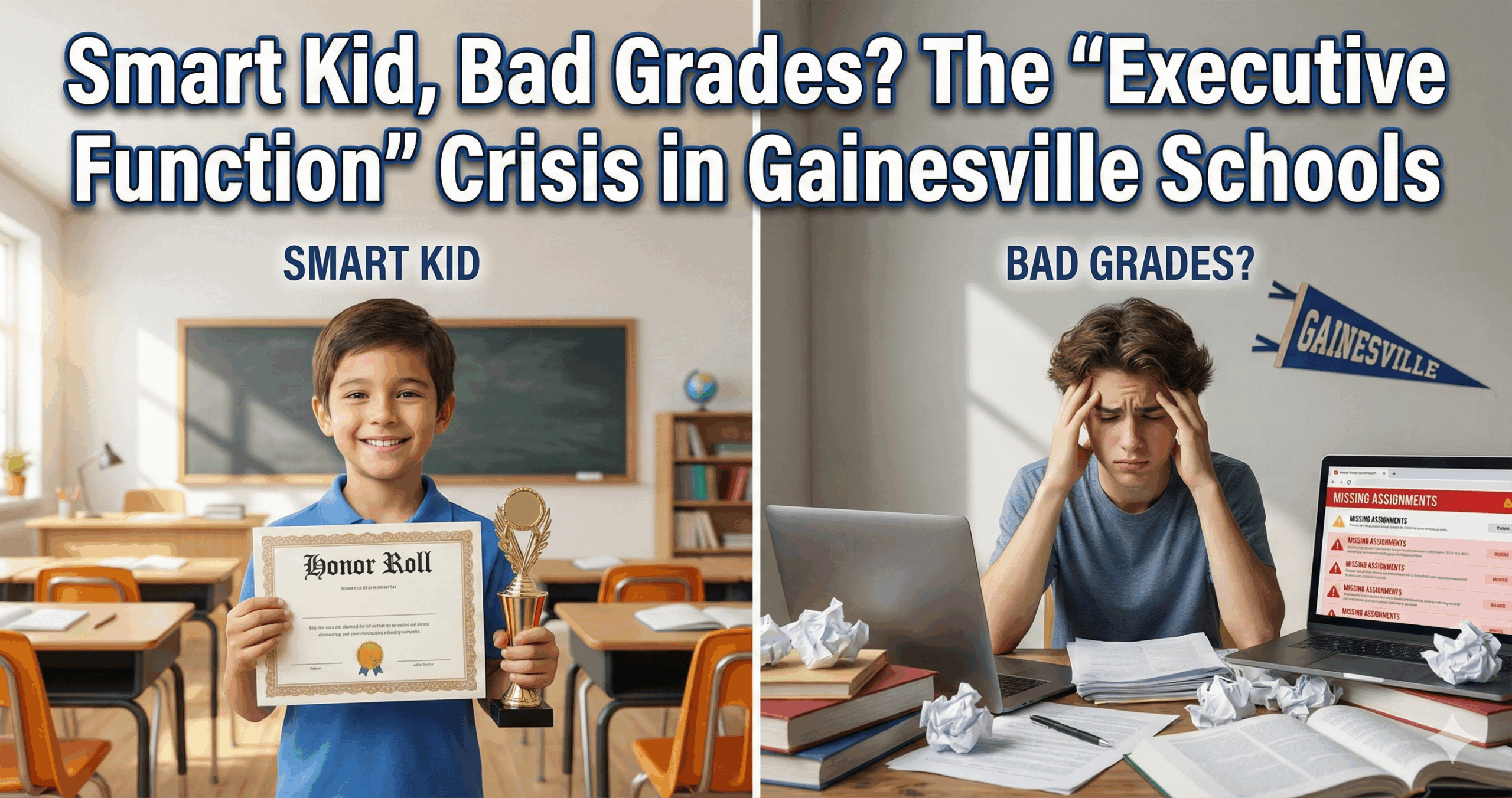 Is your child bright but disorganized? Discover why high-IQ students in Gainesville's IB and Cambridge programs struggle with Executive Function—and how to fix it without the nightly homework battle.
