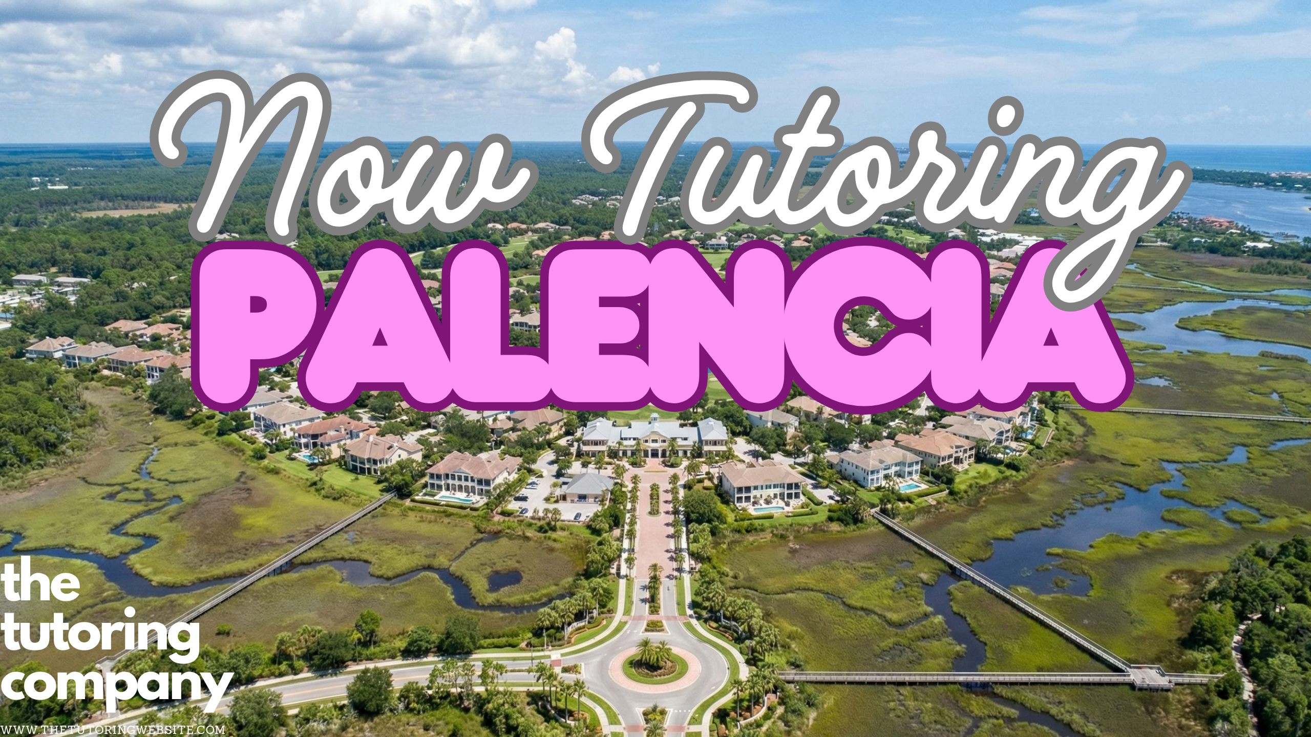 Aerial view of the Palencia Club and golf course winding through the marsh.